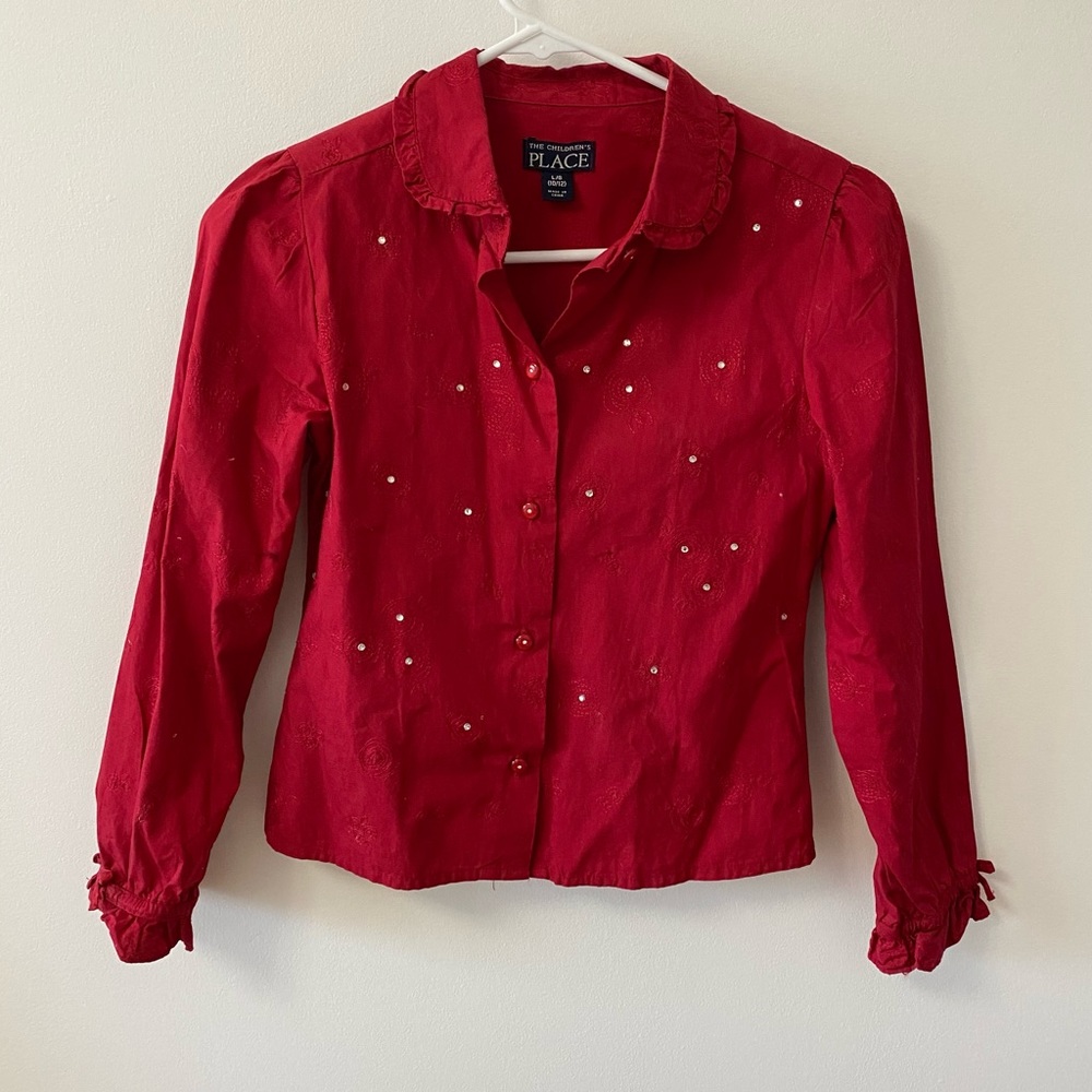 The Children’s Place red collared shirt with sequins